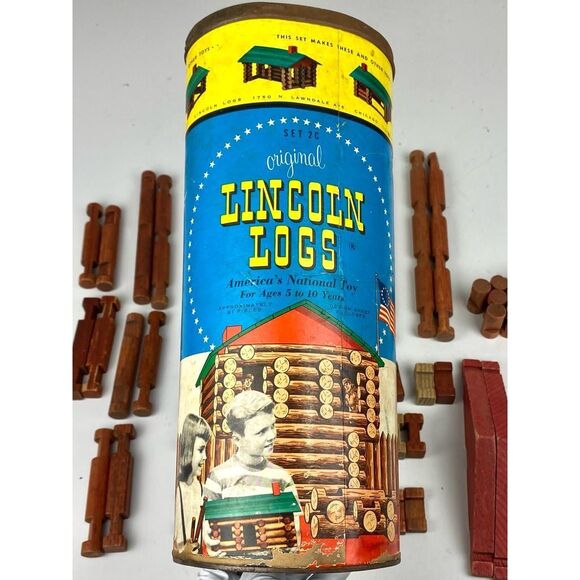 Vintage Original Lincoln Logs Set 2C - Missing Lid CK1538 - Picture 6 of 10